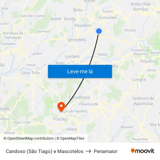 Candoso (São Tiago) e Mascotelos to Penamaior map