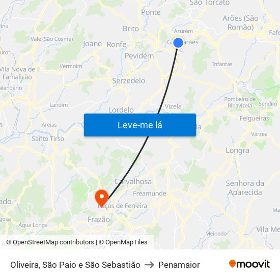 Oliveira, São Paio e São Sebastião to Penamaior map