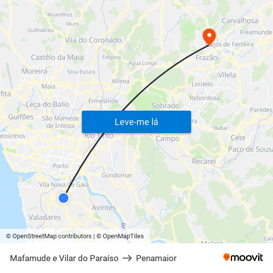 Mafamude e Vilar do Paraíso to Penamaior map