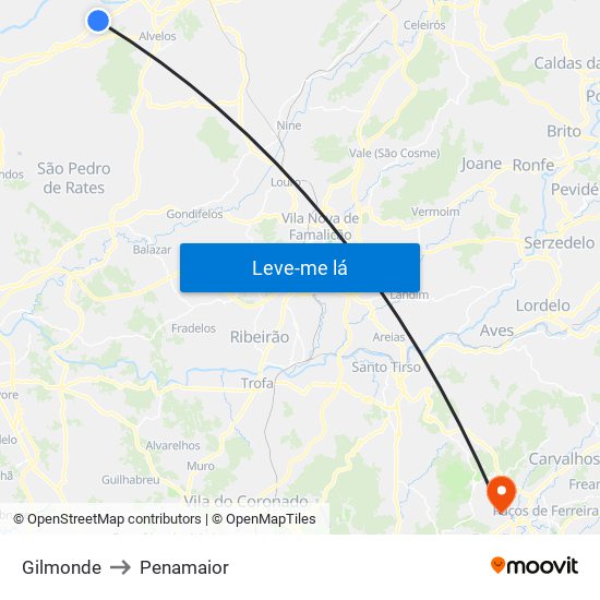 Gilmonde to Penamaior map