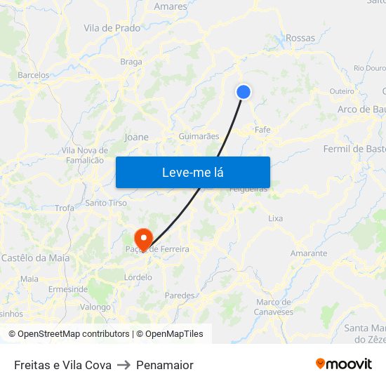 Freitas e Vila Cova to Penamaior map