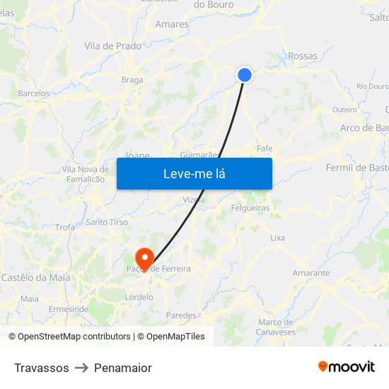 Travassos to Penamaior map