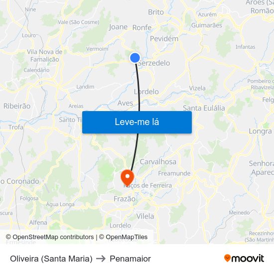 Oliveira (Santa Maria) to Penamaior map