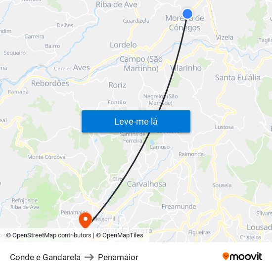 Conde e Gandarela to Penamaior map