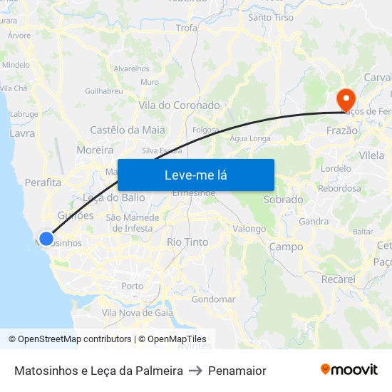 Matosinhos e Leça da Palmeira to Penamaior map