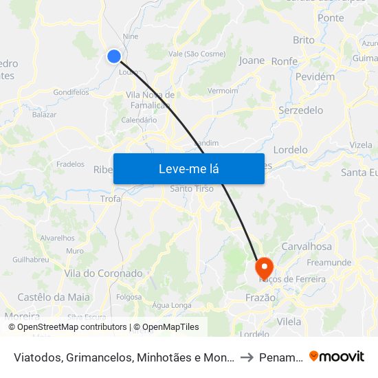 Viatodos, Grimancelos, Minhotães e Monte de Fralães to Penamaior map