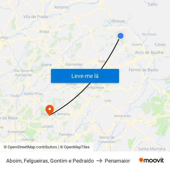 Aboim, Felgueiras, Gontim e Pedraído to Penamaior map