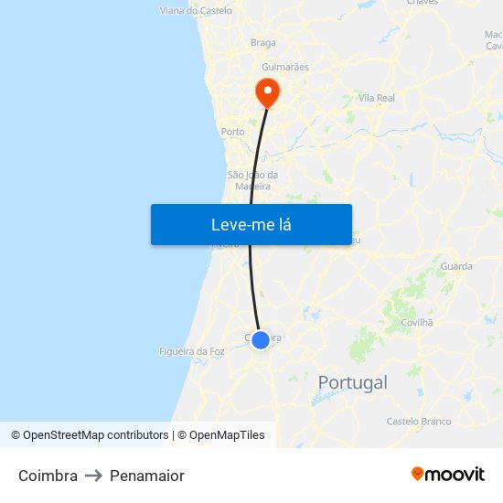 Coimbra to Penamaior map
