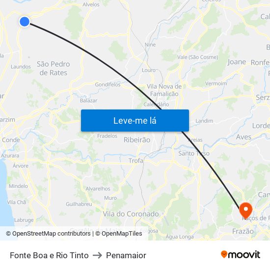 Fonte Boa e Rio Tinto to Penamaior map
