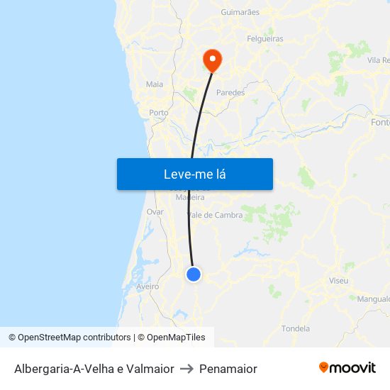 Albergaria-A-Velha e Valmaior to Penamaior map