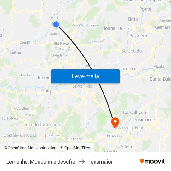 Lemenhe, Mouquim e Jesufrei to Penamaior map