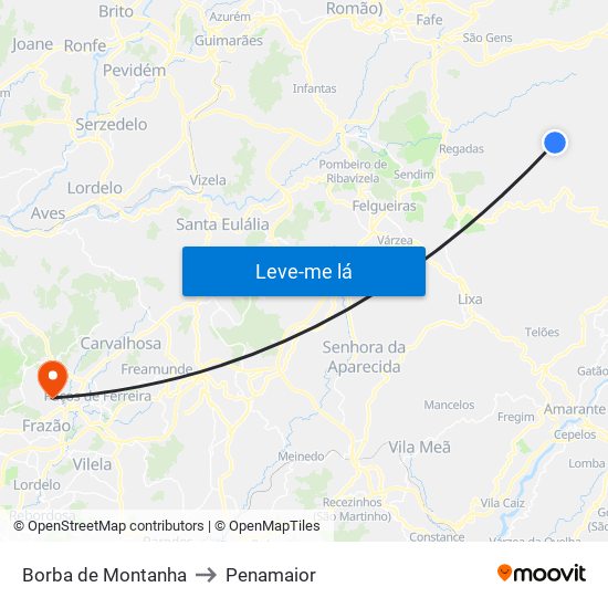 Borba de Montanha to Penamaior map