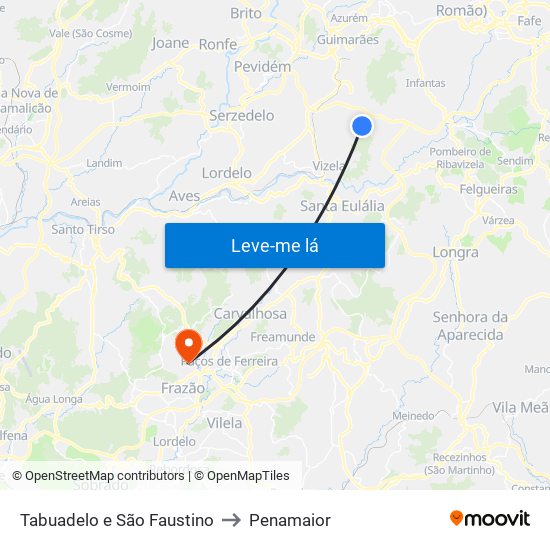 Tabuadelo e São Faustino to Penamaior map