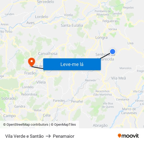 Vila Verde e Santão to Penamaior map