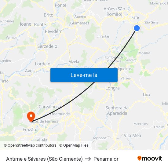 Antime e Silvares (São Clemente) to Penamaior map