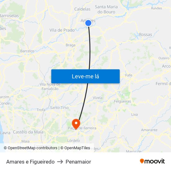 Amares e Figueiredo to Penamaior map