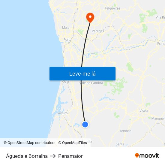 Águeda e Borralha to Penamaior map