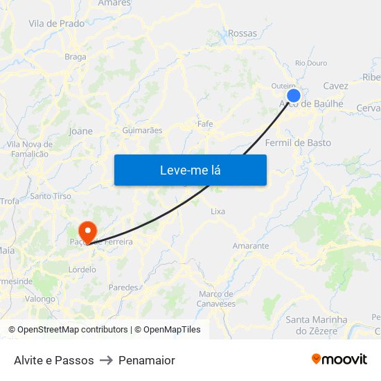 Alvite e Passos to Penamaior map