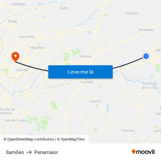 Samões to Penamaior map