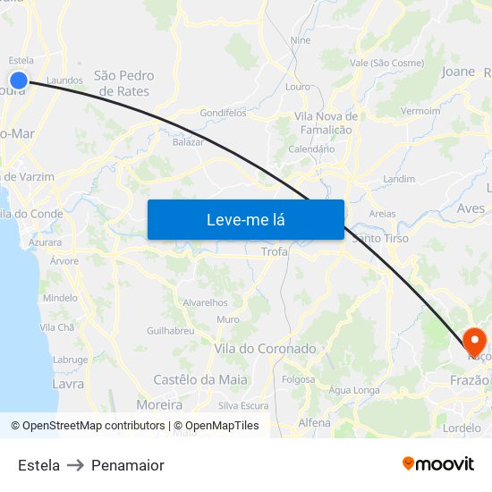 Estela to Penamaior map