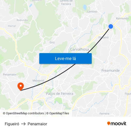 Figueiró to Penamaior map