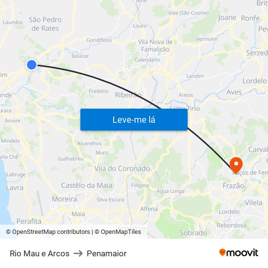 Rio Mau e Arcos to Penamaior map