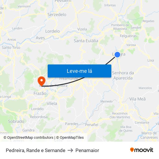 Pedreira, Rande e Sernande to Penamaior map