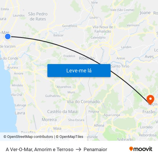 A Ver-O-Mar, Amorim e Terroso to Penamaior map