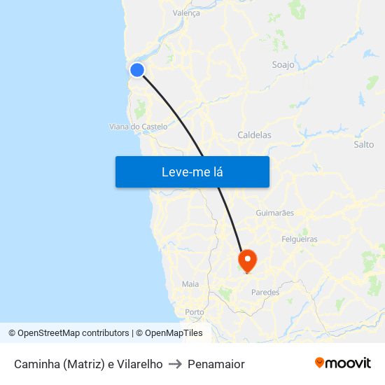 Caminha (Matriz) e Vilarelho to Penamaior map