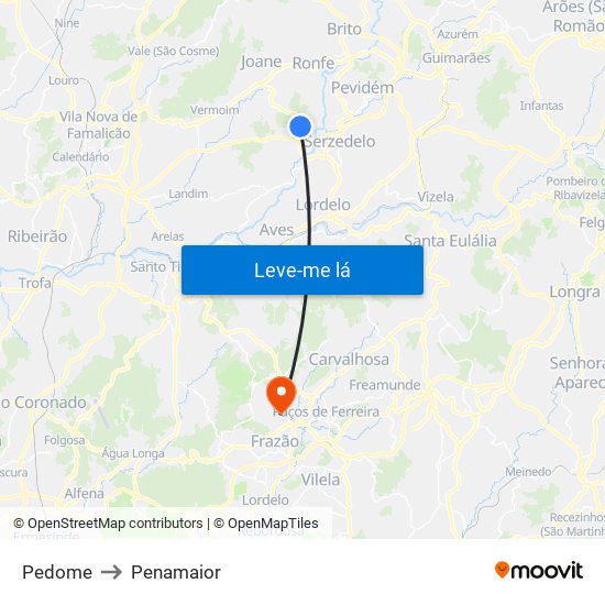 Pedome to Penamaior map