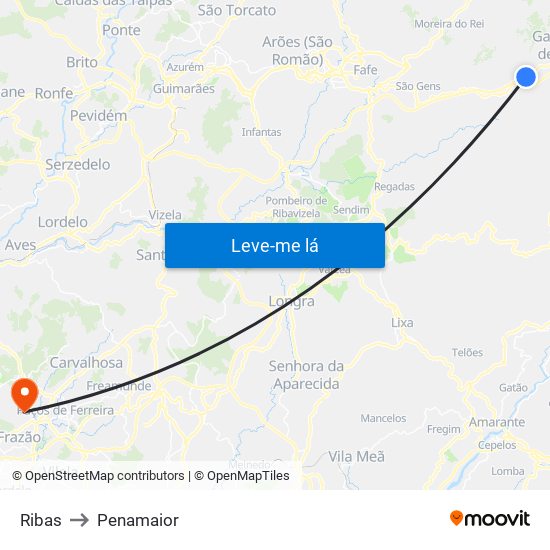 Ribas to Penamaior map