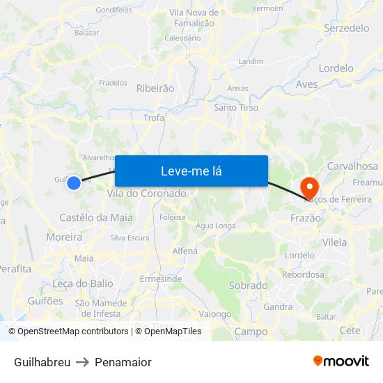 Guilhabreu to Penamaior map