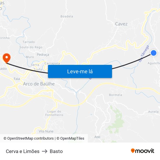 Cerva e Limões to Basto map