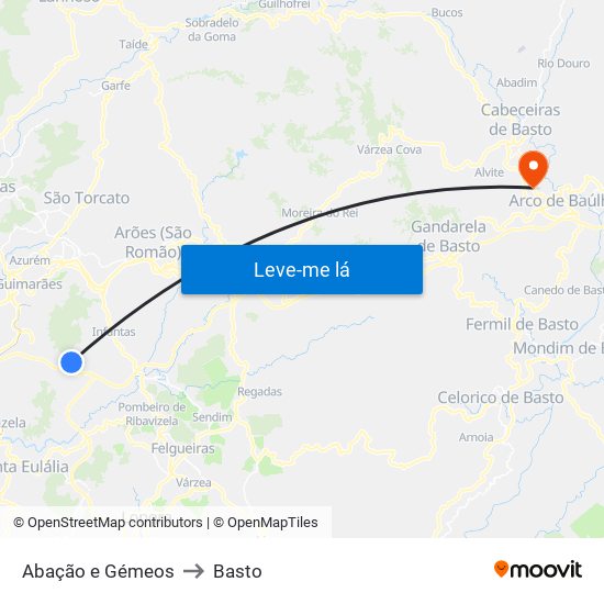 Abação e Gémeos to Basto map