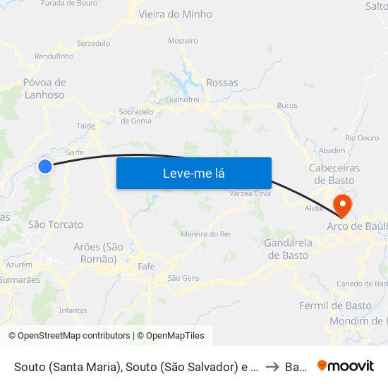 Souto (Santa Maria), Souto (São Salvador) e Gondomar to Basto map