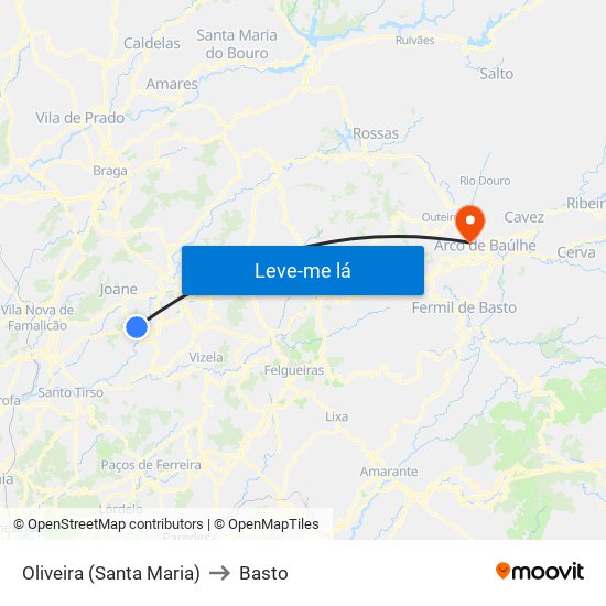 Oliveira (Santa Maria) to Basto map