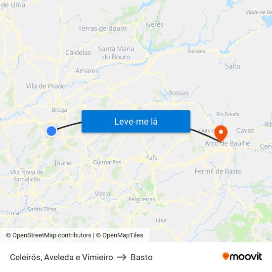 Celeirós, Aveleda e Vimieiro to Basto map