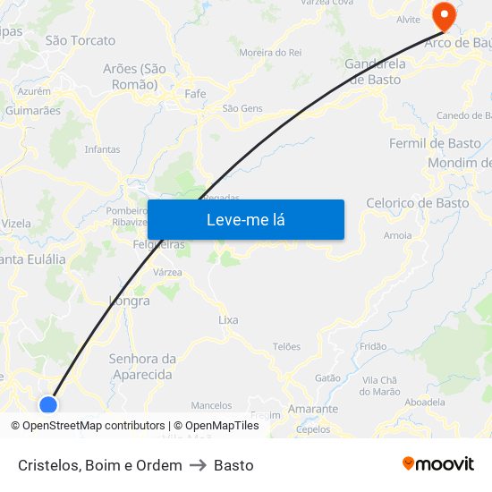 Cristelos, Boim e Ordem to Basto map