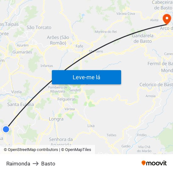 Raimonda to Basto map