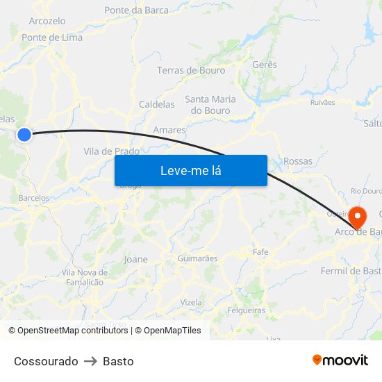 Cossourado to Basto map