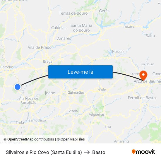 Silveiros e Rio Covo (Santa Eulália) to Basto map