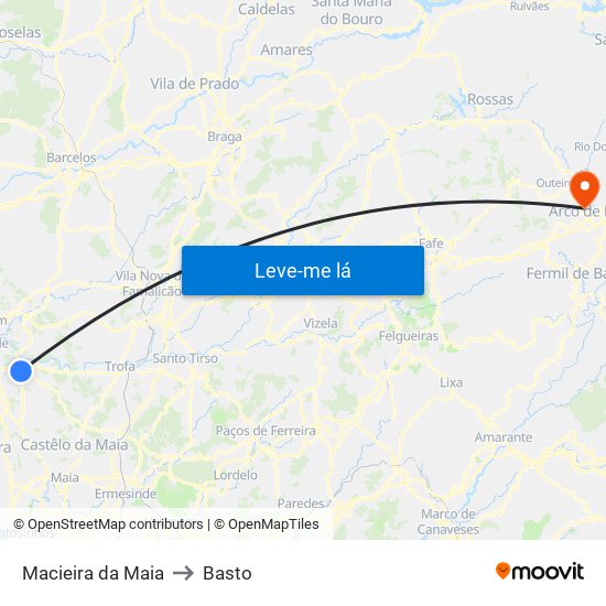 Macieira da Maia to Basto map