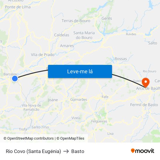 Rio Covo (Santa Eugénia) to Basto map