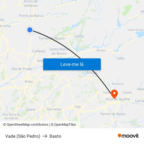 Vade (São Pedro) to Basto map