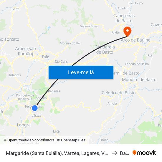 Margaride (Santa Eulália), Várzea, Lagares, Varziela e Moure to Basto map