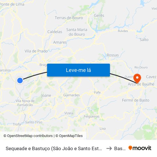 Sequeade e Bastuço (São João e Santo Estêvão) to Basto map