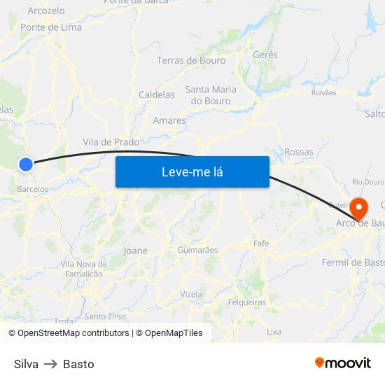 Silva to Basto map