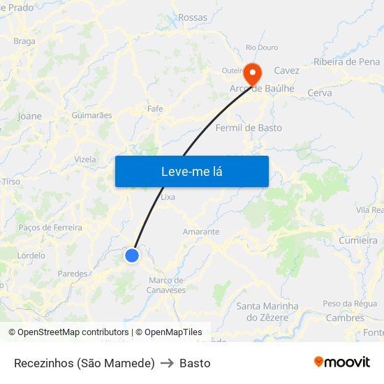 Recezinhos (São Mamede) to Basto map