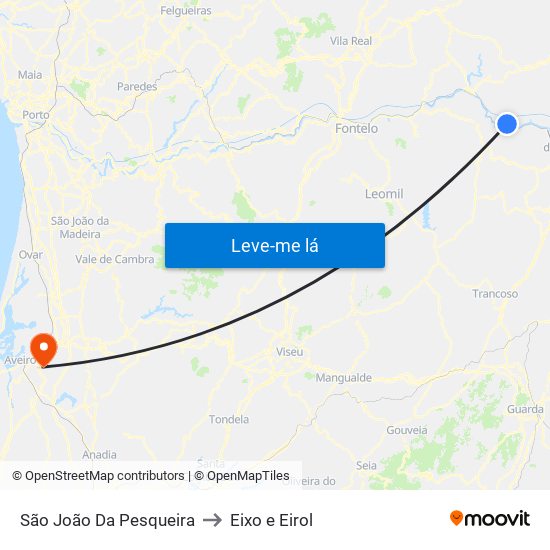 São João Da Pesqueira to Eixo e Eirol map