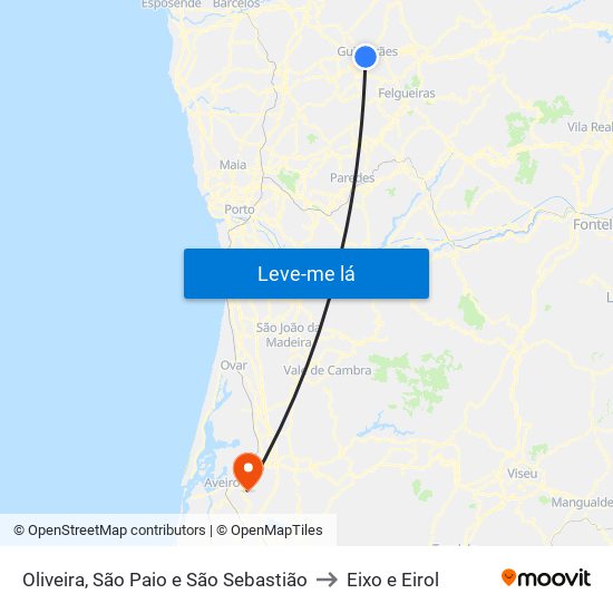 Oliveira, São Paio e São Sebastião to Eixo e Eirol map